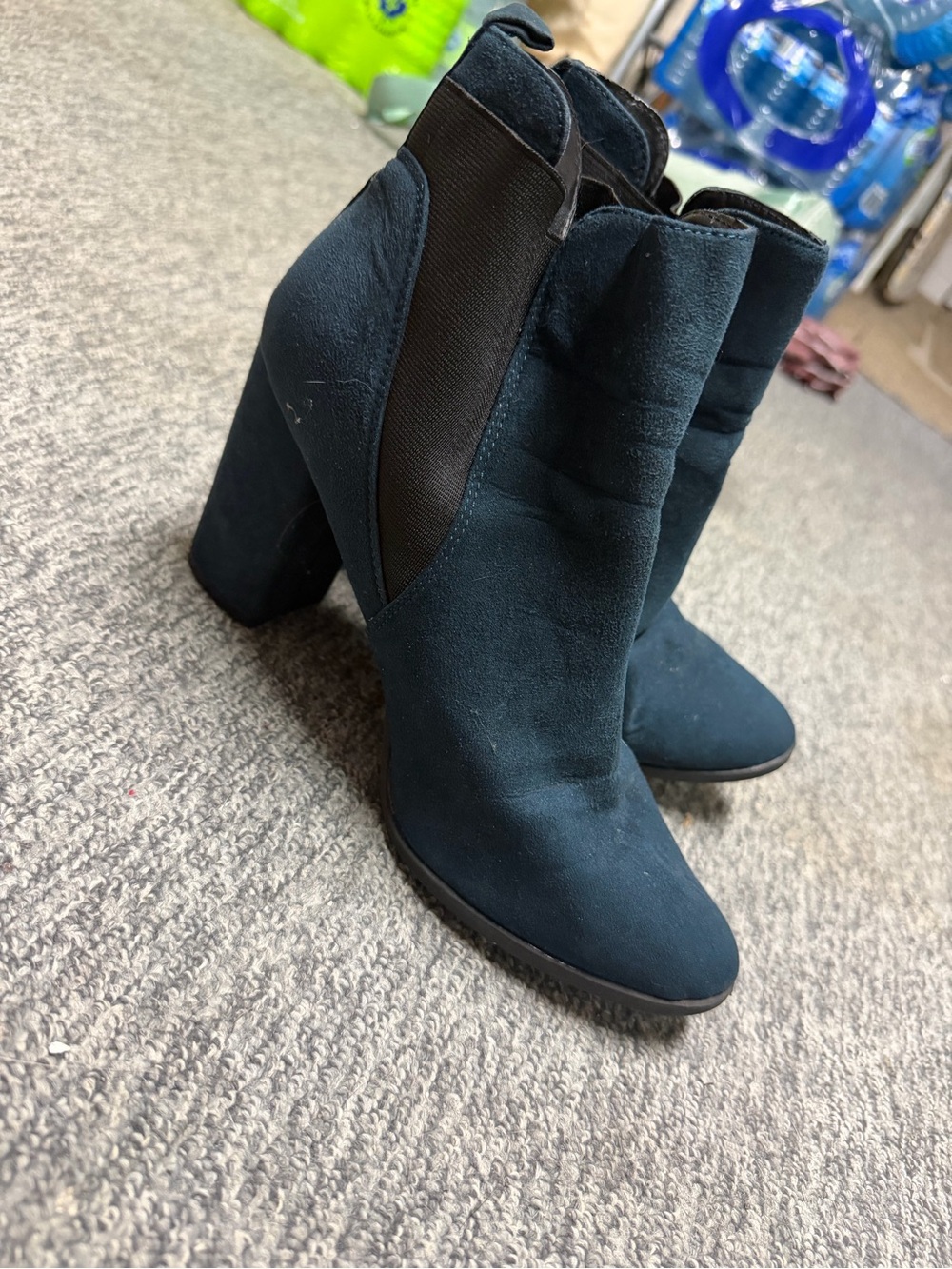 Women’s Dark Teal Suede Block Heel Ankle Boots